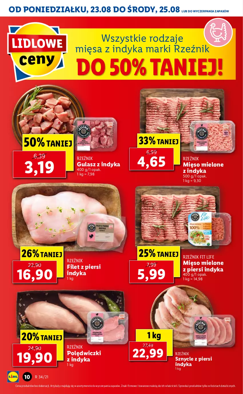 Gazetka promocyjna Lidl - GAZETKA - ważna 23.08 do 25.08.2021 - strona 10 - produkty: Filet z piersi indyka, Mięso, Mięso mielone