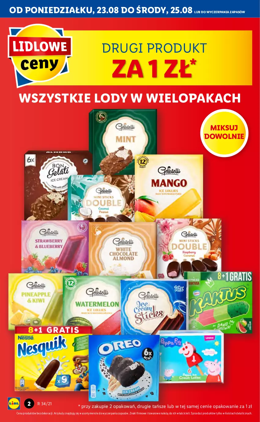 Gazetka promocyjna Lidl - GAZETKA - ważna 23.08 do 25.08.2021 - strona 2 - produkty: Lody