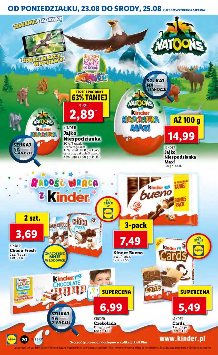 Gazetka promocyjna Lidl - GAZETKA - ważna 23.08 do 25.08.2021 - strona 20 - produkty: Czekolada, Kinder, Kinder Bueno