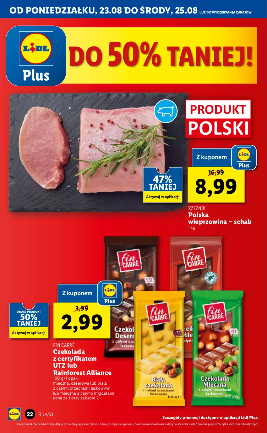 Gazetka promocyjna Lidl - GAZETKA - ważna 23.08 do 25.08.2021 - strona 22 - produkty: Czekolada, Deser, Ser, Wieprzowina