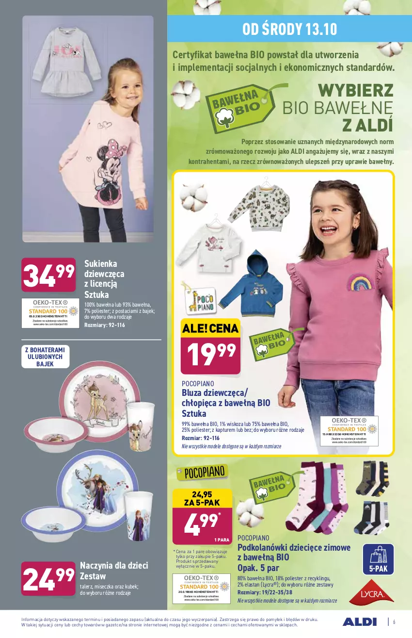 Gazetka promocyjna Aldi - Katalog Moda i Dom - ważna 11.10 do 16.10.2021 - strona 6 - produkty: Bluza, Dzieci, Kubek, Miseczka, Pocopiano, Sukienka, Talerz, Tera, Wełna