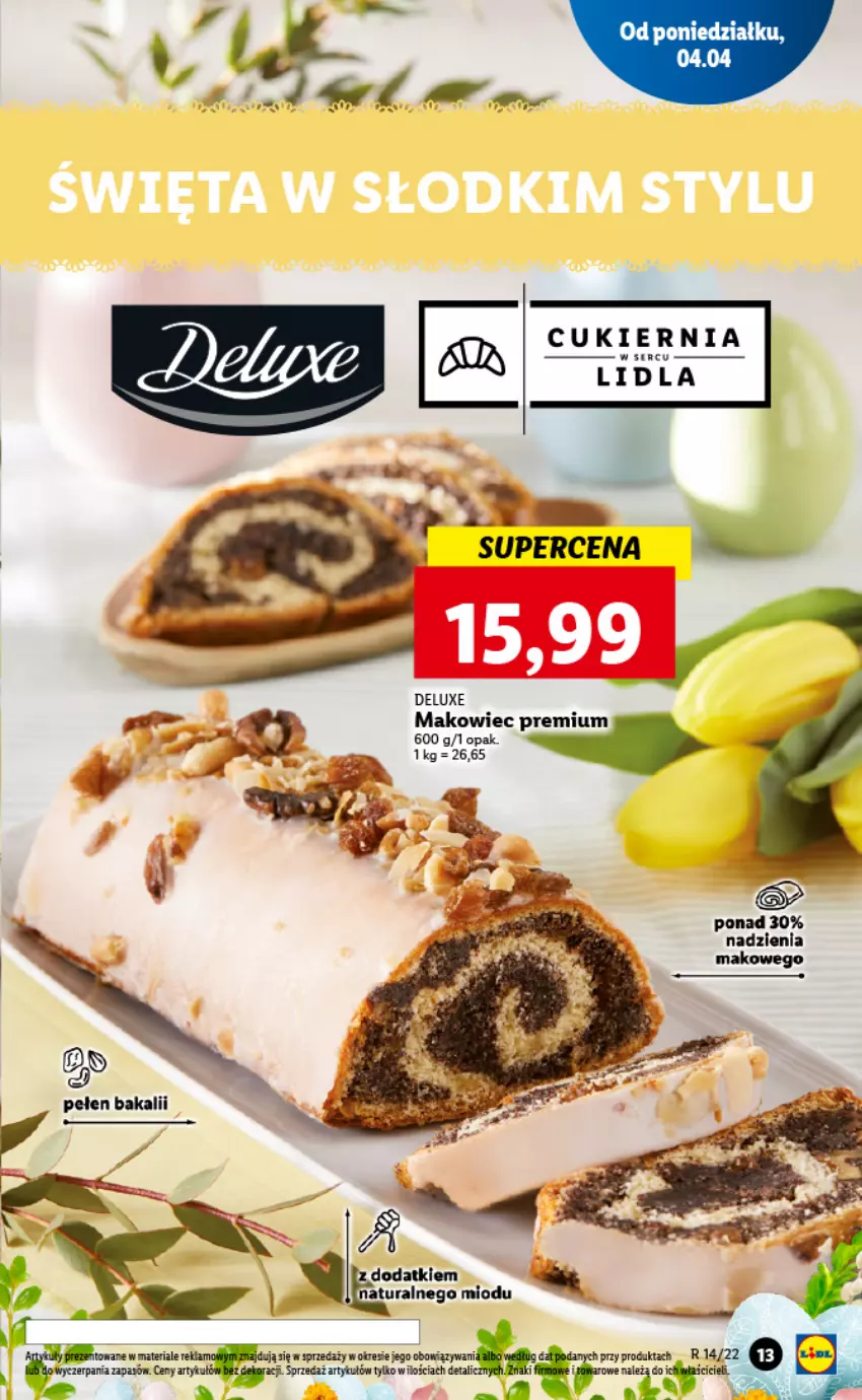 Gazetka promocyjna Lidl - GAZETKA - ważna 04.04 do 06.04.2022 - strona 13 - produkty: Cukier, Makowiec, Ser