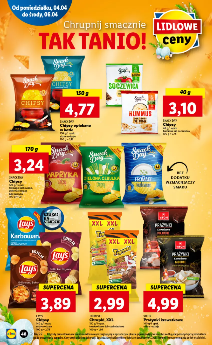 Gazetka promocyjna Lidl - GAZETKA - ważna 04.04 do 06.04.2022 - strona 48 - produkty: Chipsy, Chrupki, Fa, Gry, Hummus, LG, Mus, Papryka