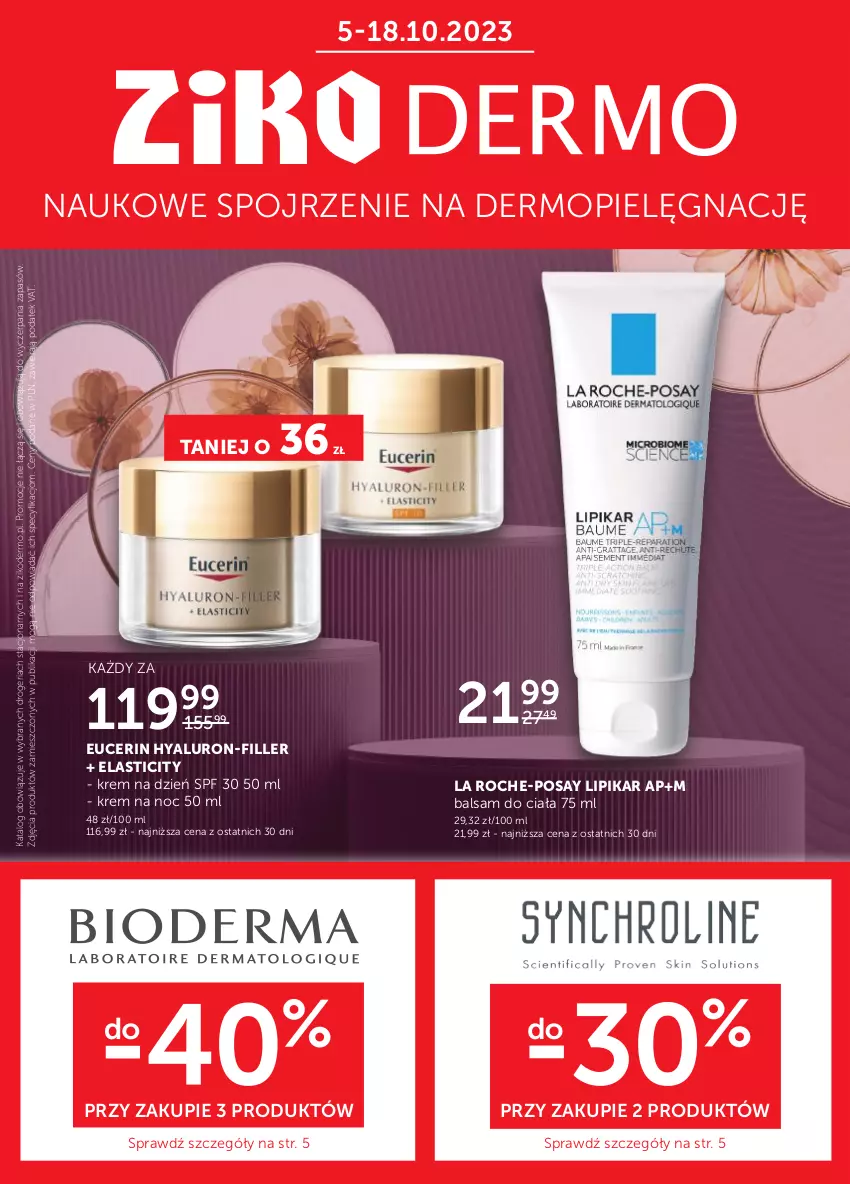 Gazetka promocyjna Ziko - Gazetka Ziko Dermo - ważna 05.10 do 18.10.2023 - strona 1 - produkty: Balsam do ciała, Krem na dzień, Krem na noc, La Roche-Posay, Lipikar, Mop