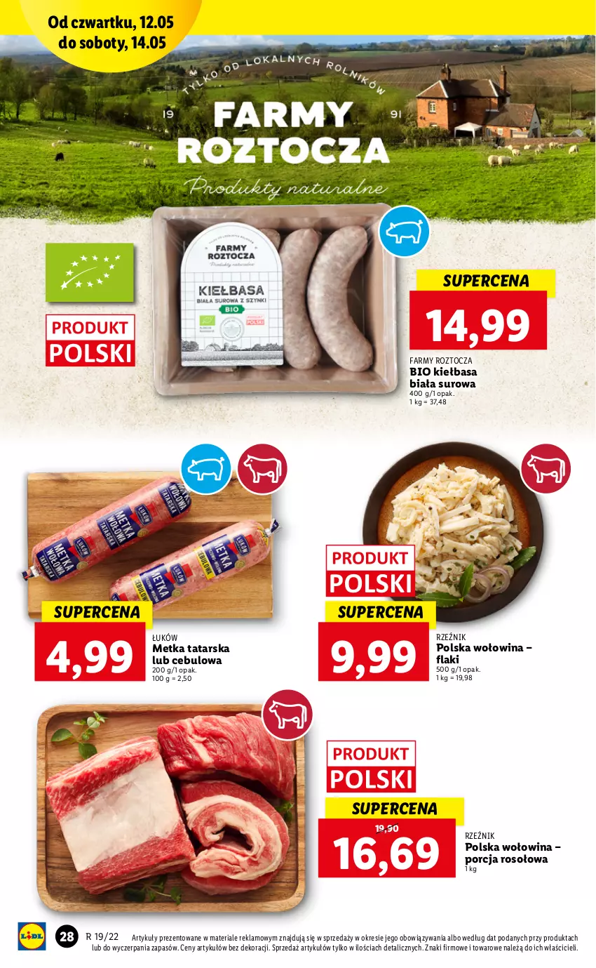 Gazetka promocyjna Lidl - GAZETKA - ważna 12.05 do 14.05.2022 - strona 28 - produkty: Fa, Kiełbasa, Kiełbasa biała, Metka tatarska, Por, Wołowina