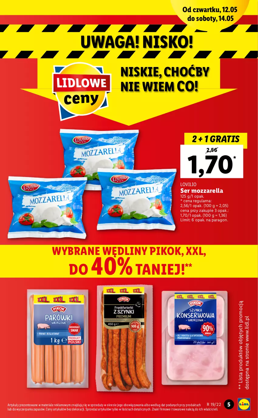 Gazetka promocyjna Lidl - GAZETKA - ważna 12.05 do 14.05.2022 - strona 5 - produkty: Gra, Lovi, Mozzarella, PIKOK, Ser, Waga