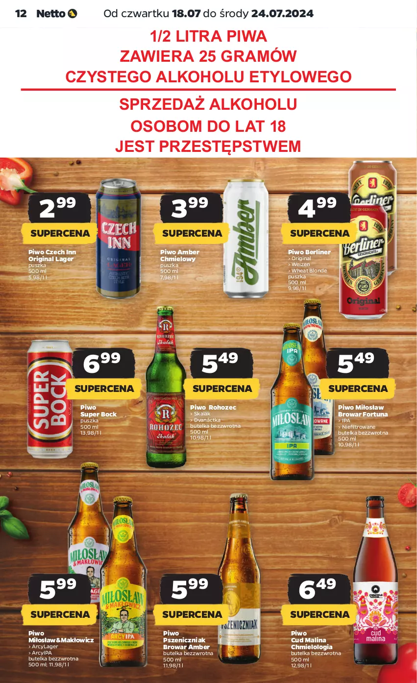 Gazetka promocyjna Netto - Artykuły spożywcze - ważna 18.07 do 24.07.2024 - strona 12 - produkty: Fortuna, Gin, Gra, Grill, Piwa, Piwo