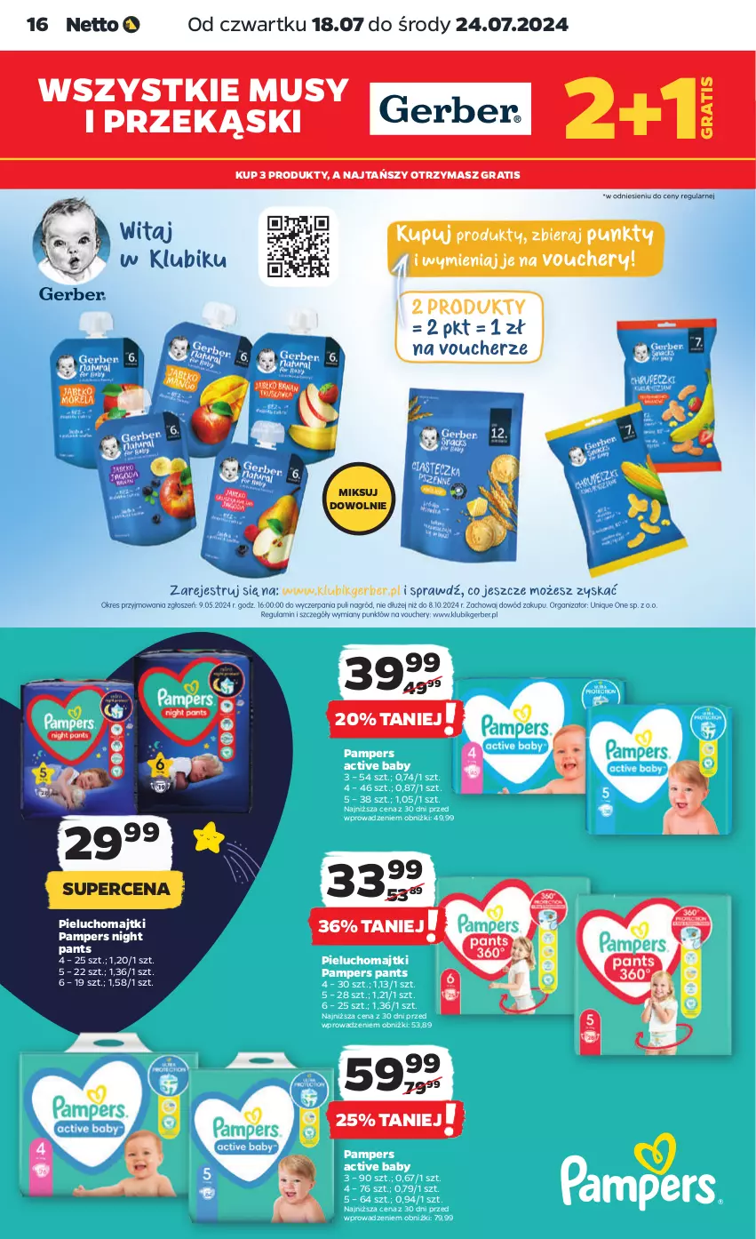 Gazetka promocyjna Netto - Artykuły spożywcze - ważna 18.07 do 24.07.2024 - strona 16 - produkty: Gra, Majtki, Mus, Pampers, Pieluchomajtki