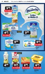 Gazetka promocyjna Netto - Artykuły spożywcze - Gazetka - ważna od 24.07 do 24.07.2024 - strona 8 - produkty: Ser, Maślanka, Piątnica, Rama, Jogurt, Serek, Margaryna, Kasia, Jogurt pitny, Mleko