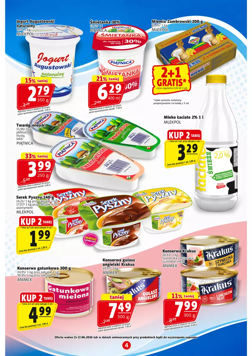 Gazetka promocyjna Prim Market - ważna 11.06 do 17.06.2026 - strona 4 - produkty: Krakus, Kurczak, Mleko, Por, Ser, Serek, Twaróg
