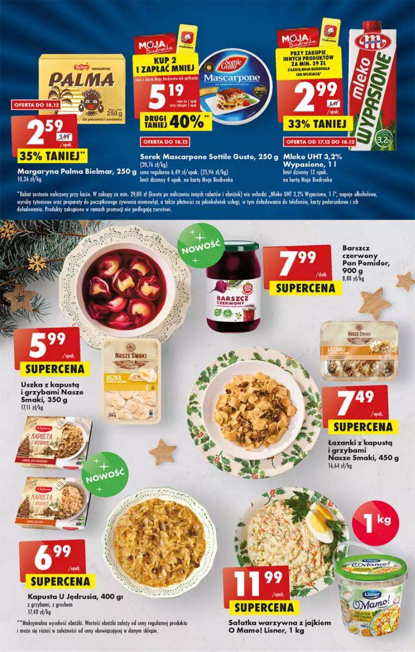 Gazetka promocyjna Biedronka - Gazetka - Biedronka.pl - ważna 15.12 do 21.12.2022 - strona 41 - produkty: Dron, Groch, Kapustą, Lisner, Margaryna, Mascarpone, Mleko, Palma, Por, Rama, Sałat, Sałatka, Sałatka warzywna, SEKO, Ser, Serek