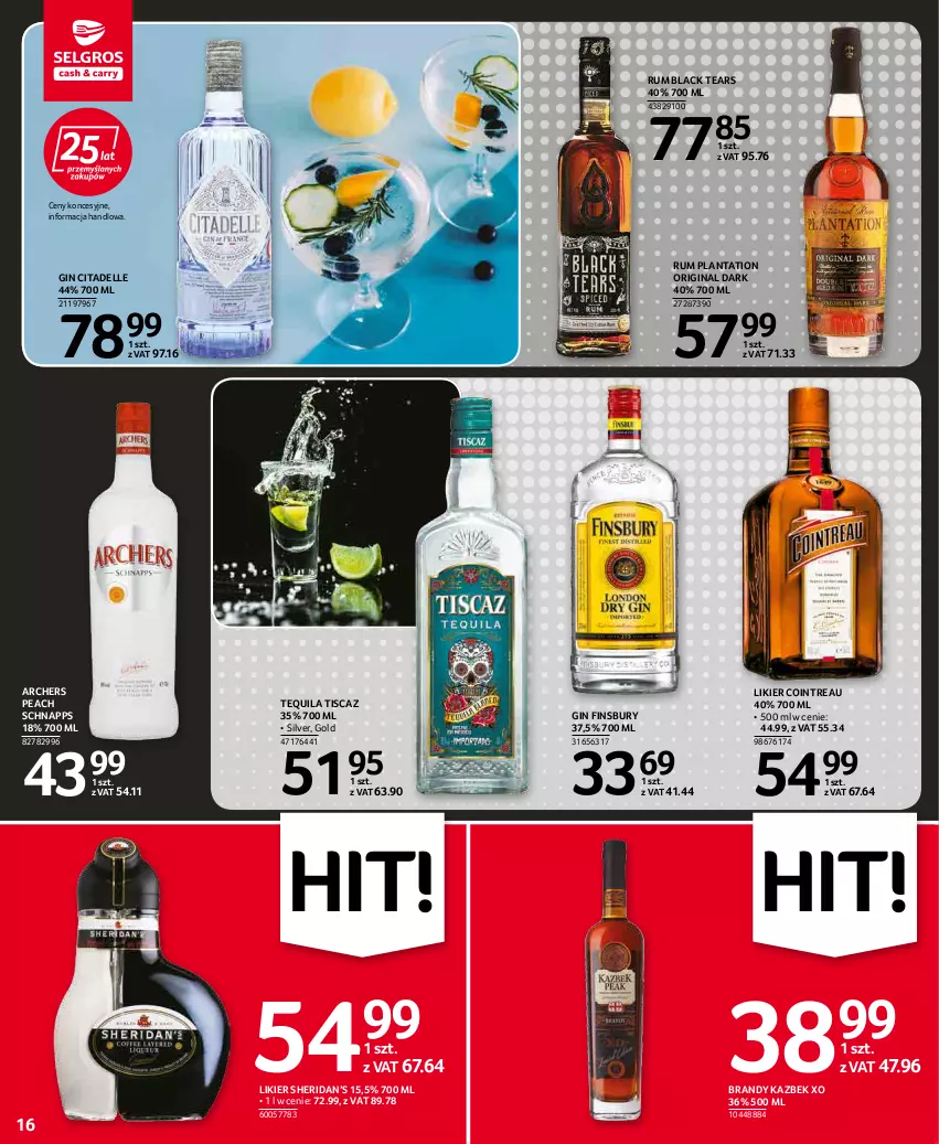 Gazetka promocyjna Selgros - Oferta spożywcza - ważna 20.01 do 02.02.2022 - strona 16 - produkty: Brandy, Dell, Gin, Lack, Likier, Plantation, Rum, Tequila