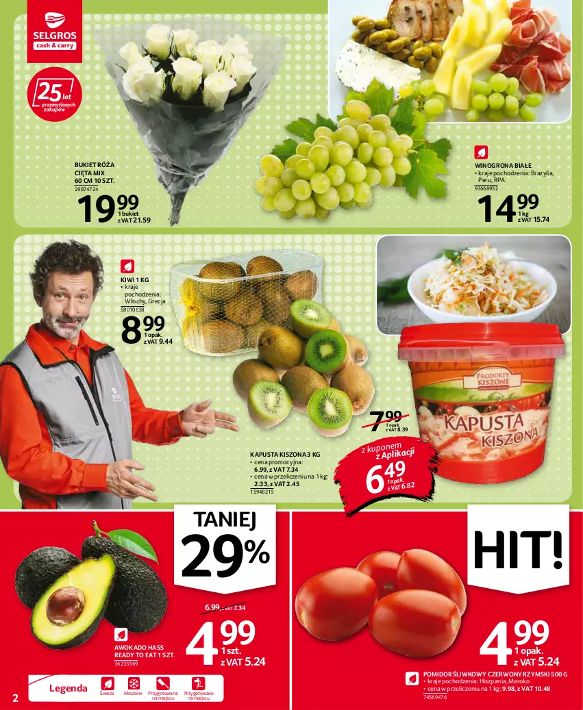 Gazetka promocyjna Selgros - Oferta spożywcza - ważna 20.01 do 02.02.2022 - strona 2 - produkty: Bukiet, Kiwi, Róża, Wino, Winogrona