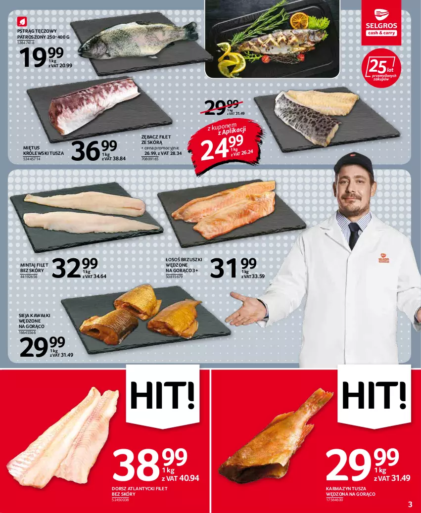 Gazetka promocyjna Selgros - Oferta spożywcza - ważna 20.01 do 02.02.2022 - strona 3 - produkty: Dorsz, Karmazyn tusza, Kawa, Królewski, Miętus, Mintaj, Pstrąg, Pstrąg tęczowy, Tusz