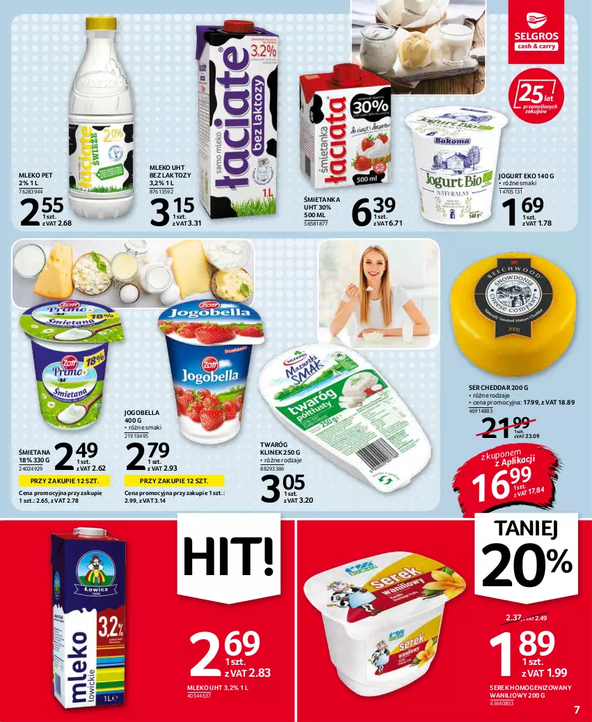 Gazetka promocyjna Selgros - Oferta spożywcza - ważna 20.01 do 02.02.2022 - strona 7 - produkty: Bell, Bella, Cheddar, Jogobella, Jogurt, Mleko, Ser, Serek, Serek homogenizowany, Twaróg