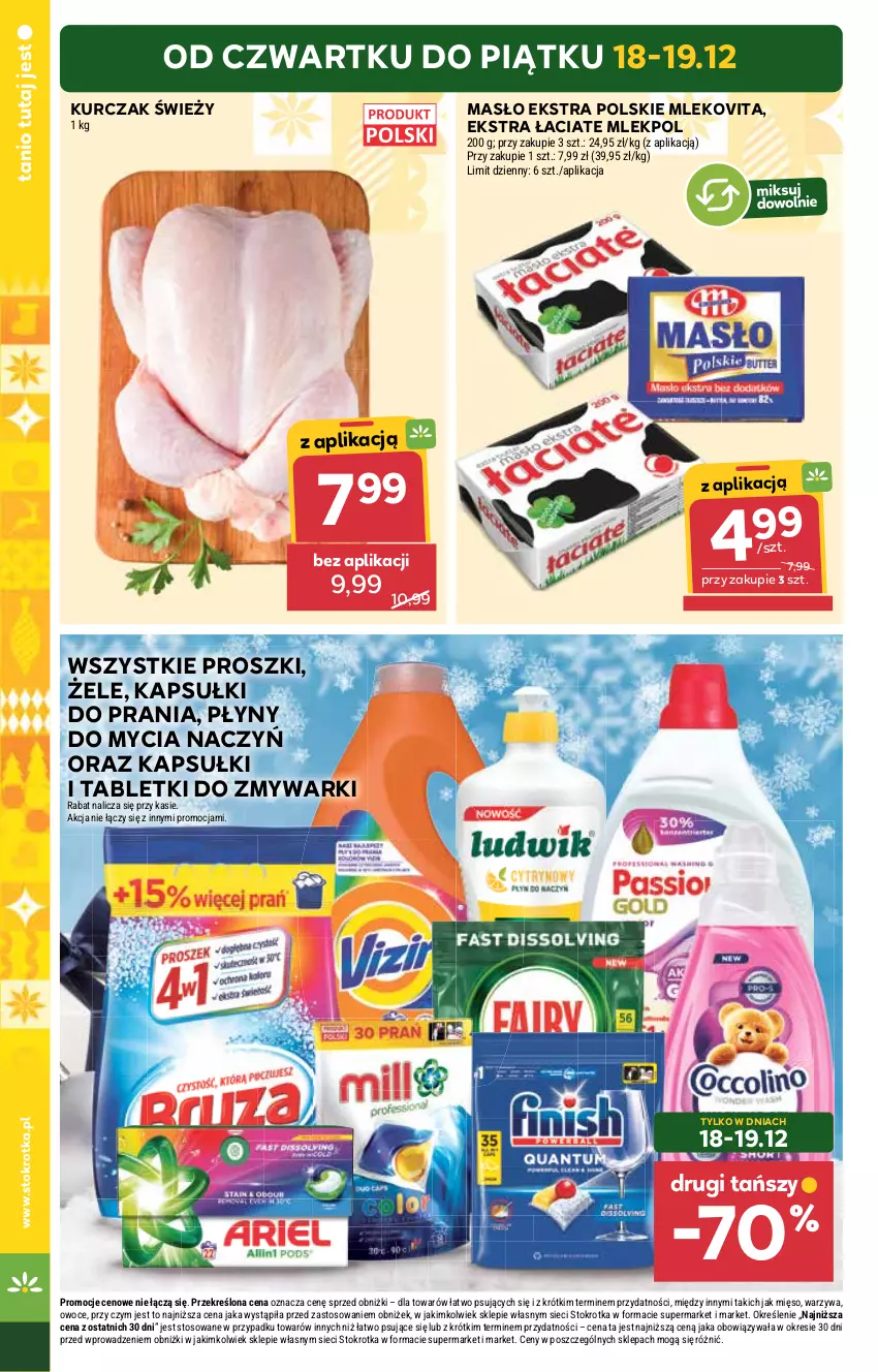 Gazetka promocyjna Stokrotka - Supermarket - ważna 18.12 do 21.12.2025 - strona 4 - produkty: Do mycia naczyń, Kapsułki do prania, Kurczak, Masło, Mięso, Mleko, Mlekovita, Owoce, Tablet, Tabletki do zmywarki, Warzywa, Zmywarki