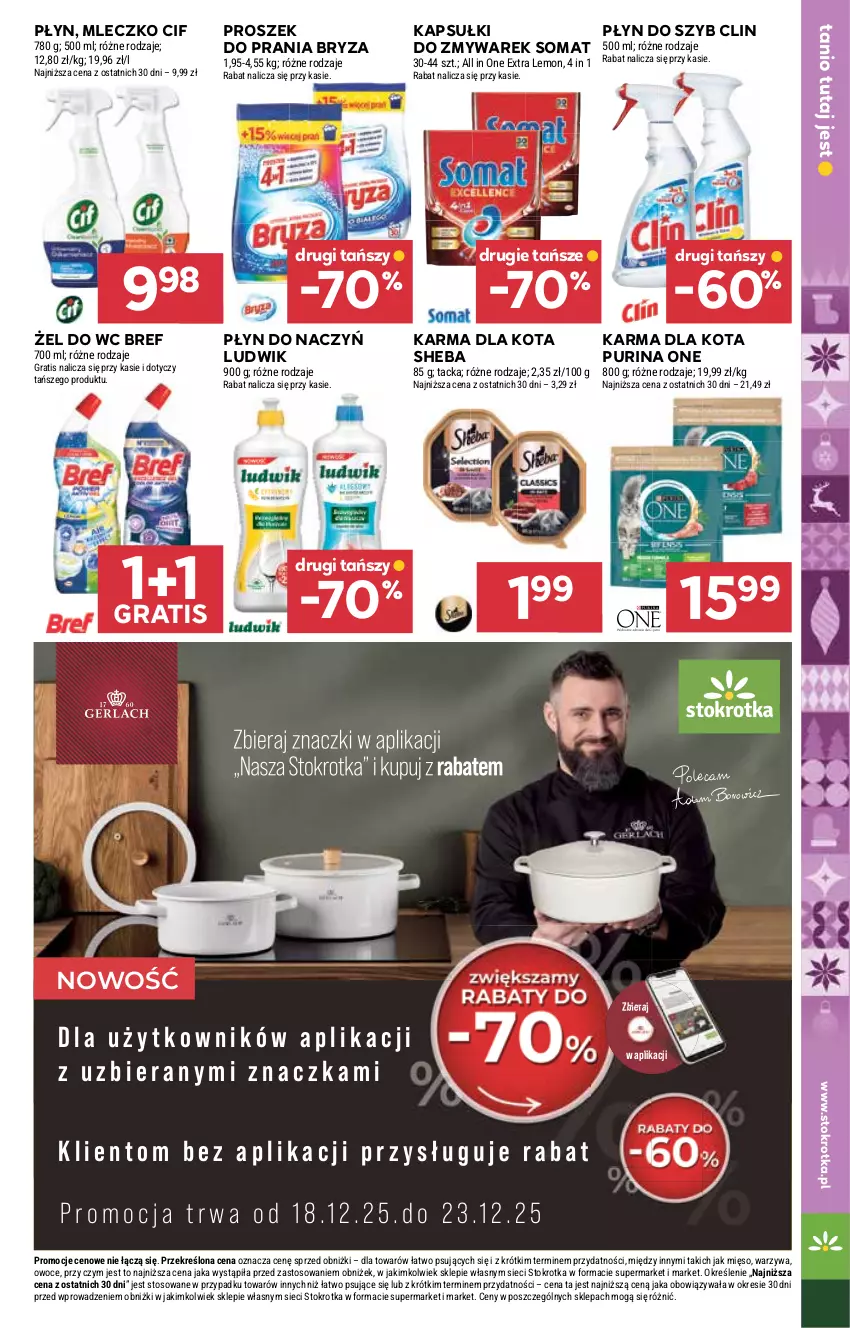 Gazetka promocyjna Stokrotka - Supermarket - ważna 18.12 do 21.12.2025 - strona 40 - produkty: Bref, Bryza, Cif, Clin, Gra, Ludwik, Mięso, Mleczko, Owoce, Płyn do szyb, Proszek do prania, Pur, Purina, Sheba, Somat, Warzywa