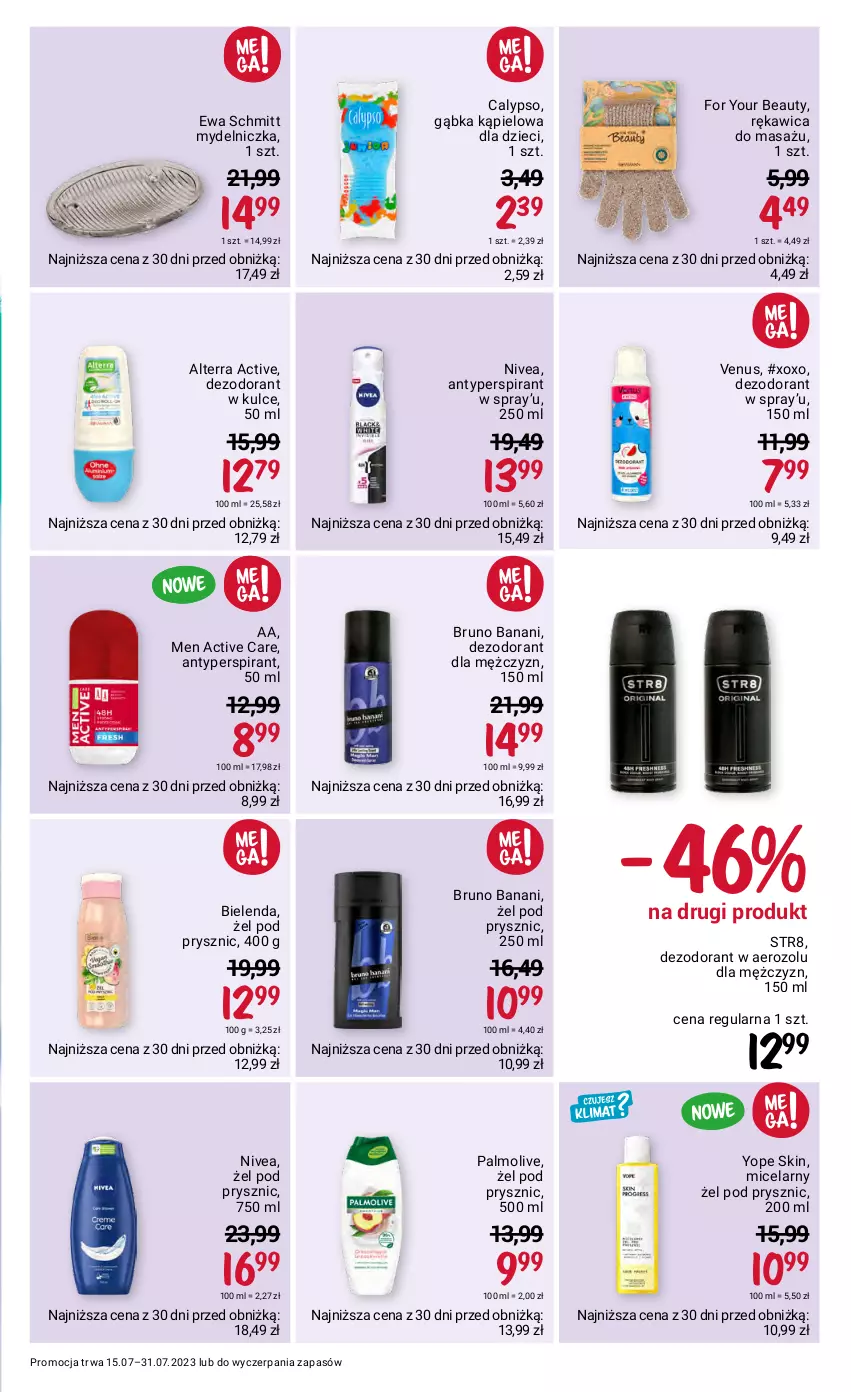 Gazetka promocyjna Rossmann - 15 lipca - ważna 15.07 do 31.07.2023 - strona 3 - produkty: Alterra, Antyperspirant, Bielenda, Bruno Banani, Dezodorant, Dzieci, Ewa Schmitt, For Your Beauty, Mydelniczka, Nivea, Palmolive, Str8, Venus, Yope