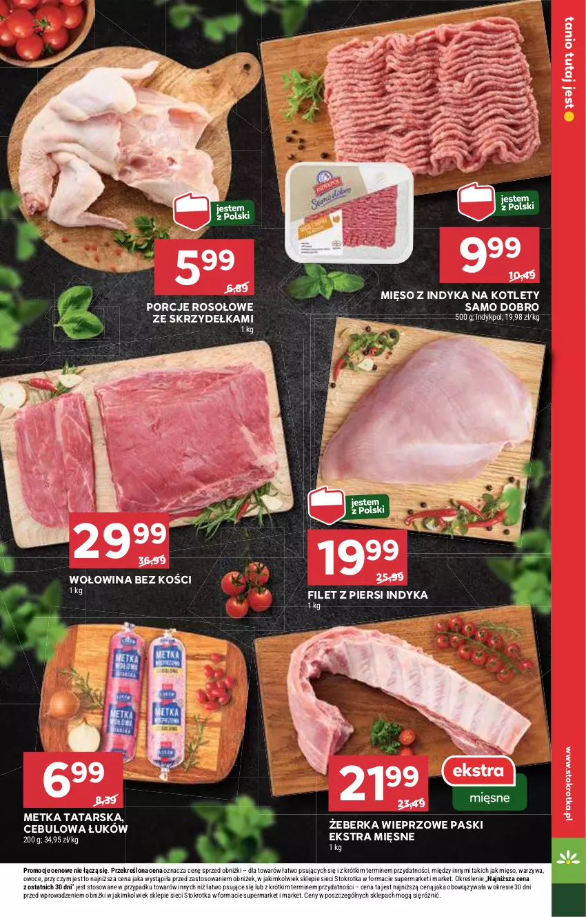 Gazetka promocyjna Stokrotka - Supermarket - ważna 13.08 do 21.08.2024 - strona 11 - produkty: Filet z piersi indyka, Kotlet, Metka tatarska, Mięso, Mięso z indyka, Owoce, Por, Warzywa, Wołowina, Wołowina bez kości