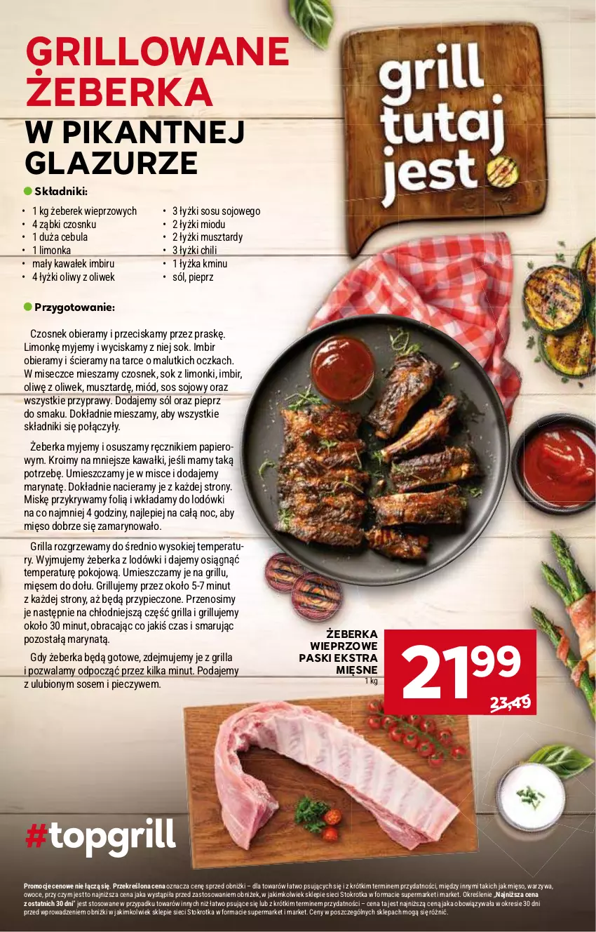 Gazetka promocyjna Stokrotka - Supermarket - ważna 13.08 do 21.08.2024 - strona 15 - produkty: Cebula, Czosnek, Grill, Imbir, Kawa, Lazur, Limonka, Mięso, Miód, Mus, Owoce, Papier, Piec, Pieprz, Przyprawy, Ręcznik, Sok, Sól, Sos, Sos sojowy, Wałek, Warzywa