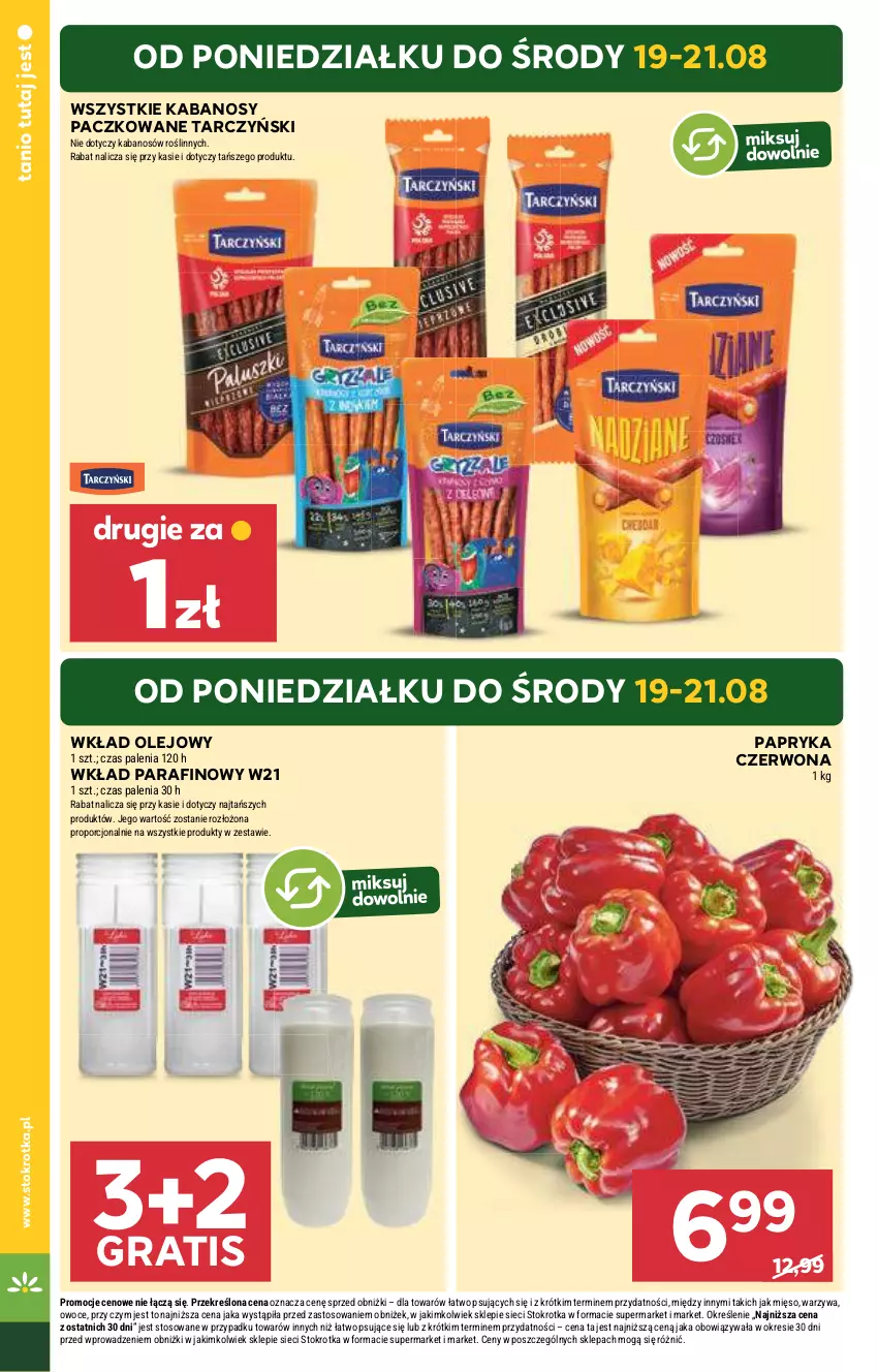 Gazetka promocyjna Stokrotka - Supermarket - ważna 13.08 do 21.08.2024 - strona 6 - produkty: Gra, Kabanos, Mięso, Olej, Owoce, Papryka, Papryka czerwona, Por, Tarczyński, Warzywa, Wkład olejowy