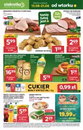 Gazetka promocyjna Stokrotka - Supermarket - Gazetka - ważna od 21.08 do 21.08.2024 - strona 1 - produkty: Kurczak, Torebka, Krakus, Warzywa, Kujawski, Ser, Gra, Cukier, Ciasto z galaretką, Kawa mielona, Kawa, Ziemniaki, Coca-Cola, Szynka, Fanta, Lavazza, Owoce, Sprite, Gala, Napój, Olej, Kiełbasa, Mięso, Kiełbasa śląska, Fa