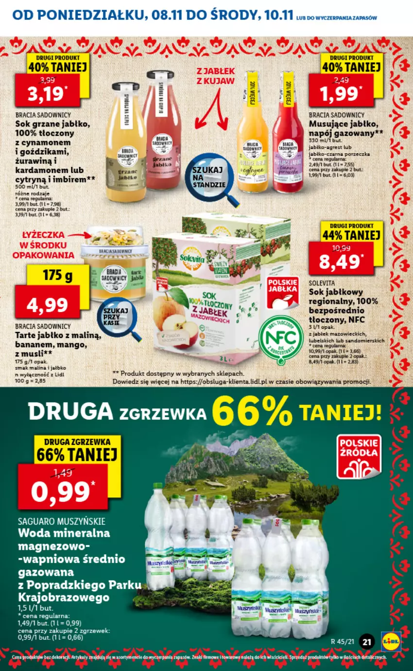 Gazetka promocyjna Lidl - GAZETKA - ważna 08.11 do 10.11.2021 - strona 21 - produkty: Gres, Imbir, Magnez, Mango, Mus, Obraz, Rama, Sok, Sok jabłkowy, Woda, Woda mineralna