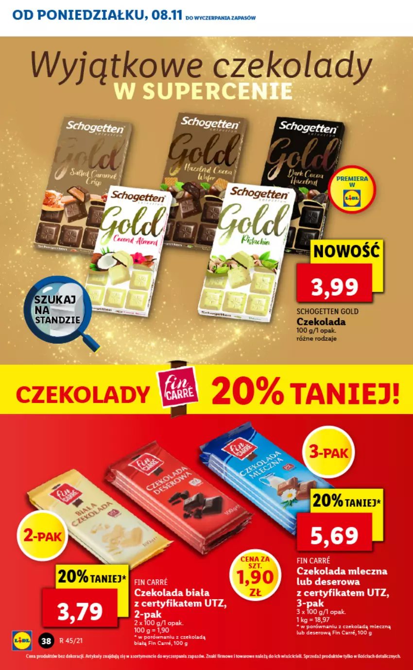 Gazetka promocyjna Lidl - GAZETKA - ważna 08.11 do 10.11.2021 - strona 38 - produkty: Czekolada, Czekolada mleczna, Deser, Por, Schogetten, Ser