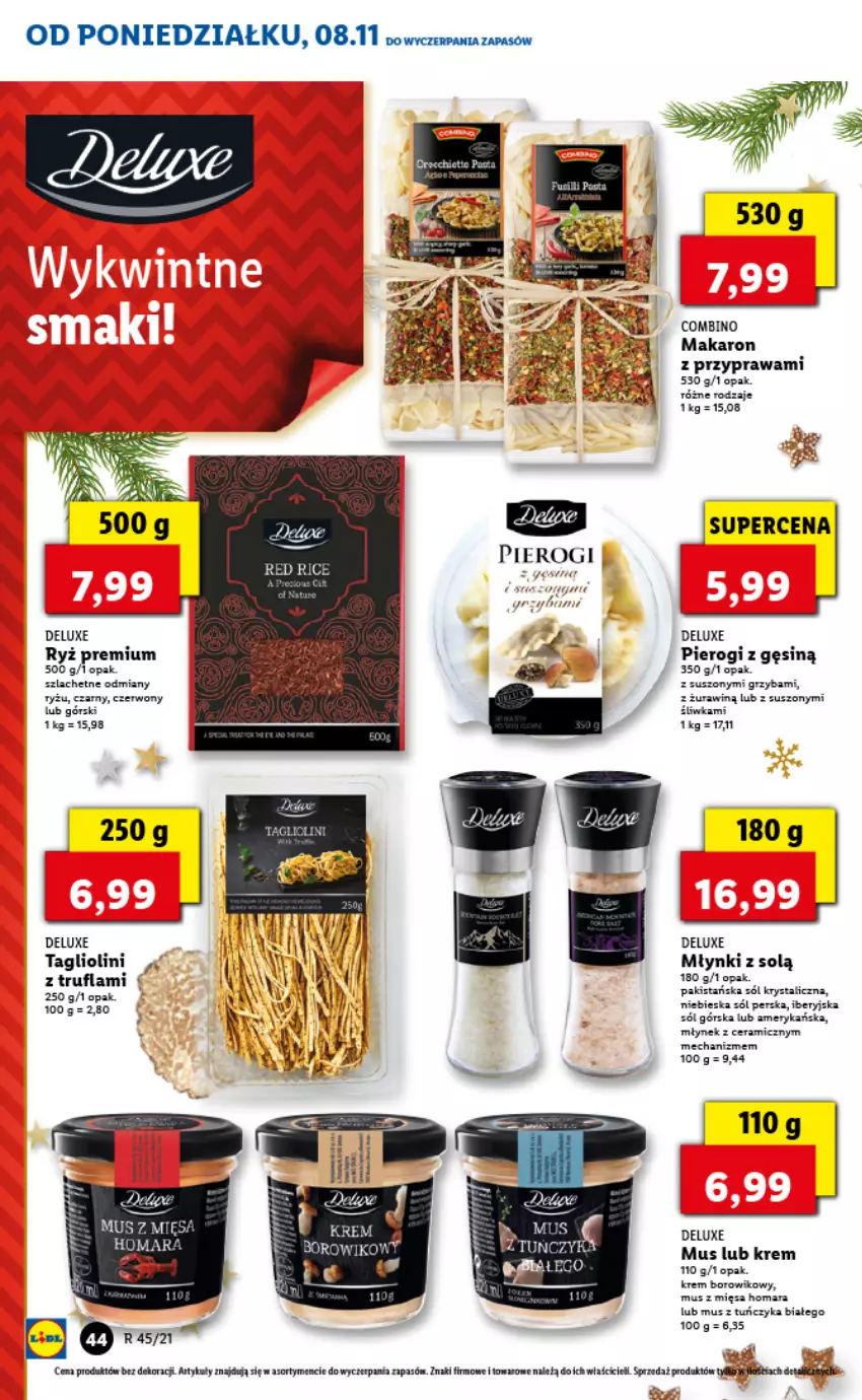 Gazetka promocyjna Lidl - GAZETKA - ważna 08.11 do 10.11.2021 - strona 44 - produkty: Gra, Makaron, Młynek, Mus, Pierogi, Ryż, Sól, Tuńczyk, Wiko