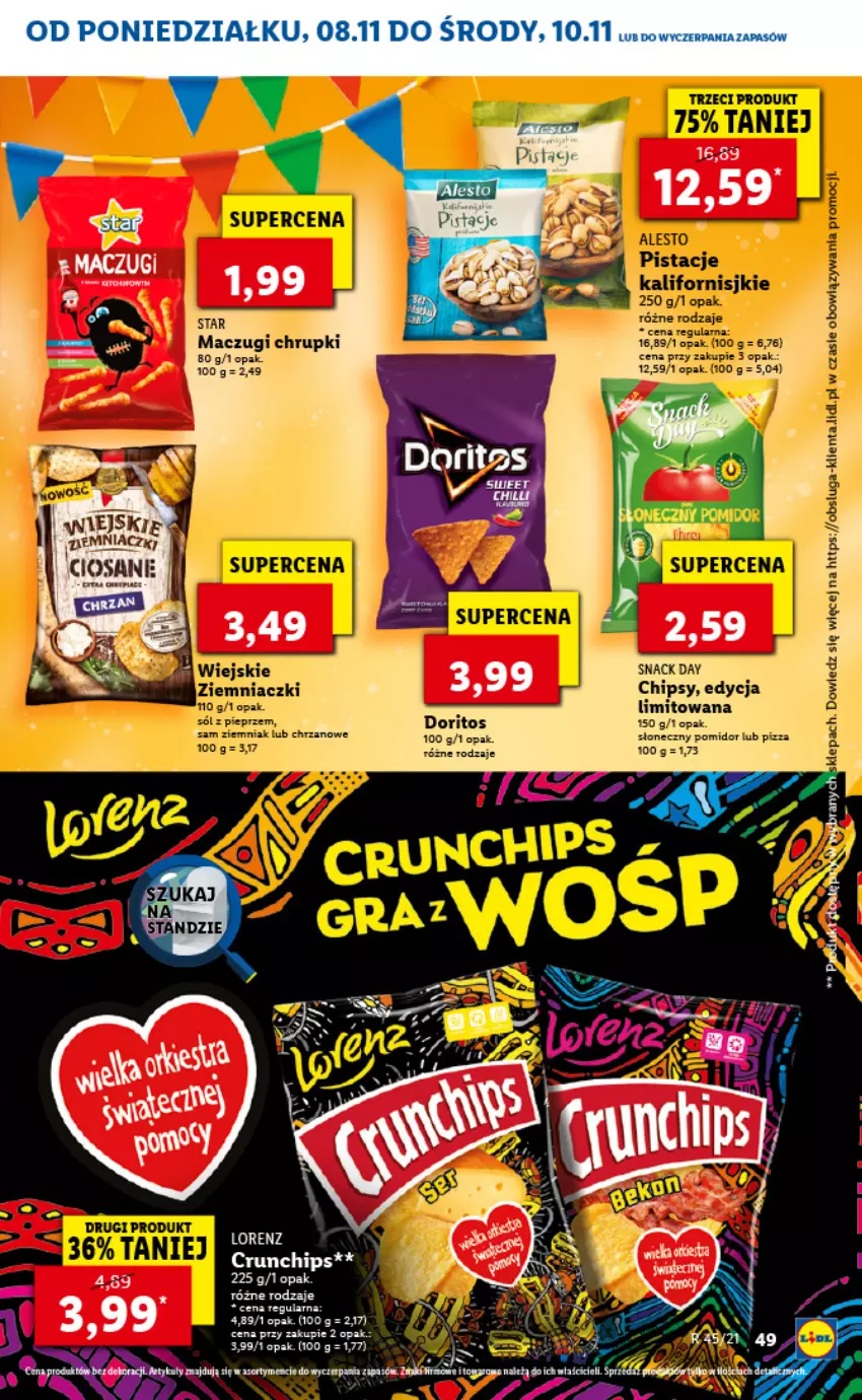 Gazetka promocyjna Lidl - GAZETKA - ważna 08.11 do 10.11.2021 - strona 49 - produkty: Chipsy, Chrupki, Crunchips, Lorenz, Pizza