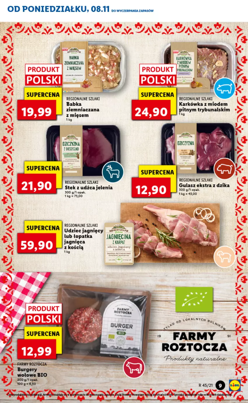 Gazetka promocyjna Lidl - GAZETKA - ważna 08.11 do 10.11.2021 - strona 9 - produkty: Babka, Burger, Dziczyzna, Fa, Karp, Stek, Stek z udźca jelenia