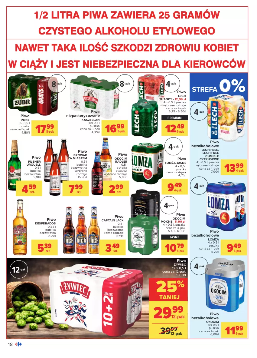 Gazetka promocyjna Carrefour - Gazetka Carrefour - ważna 03.05 do 15.05.2021 - strona 18 - produkty: Captain Jack, Desperados, Fa, Gra, Kasztelan, Koc, Okocim, Piec, Pilsner Urquell, Piwa, Piwo, Radler