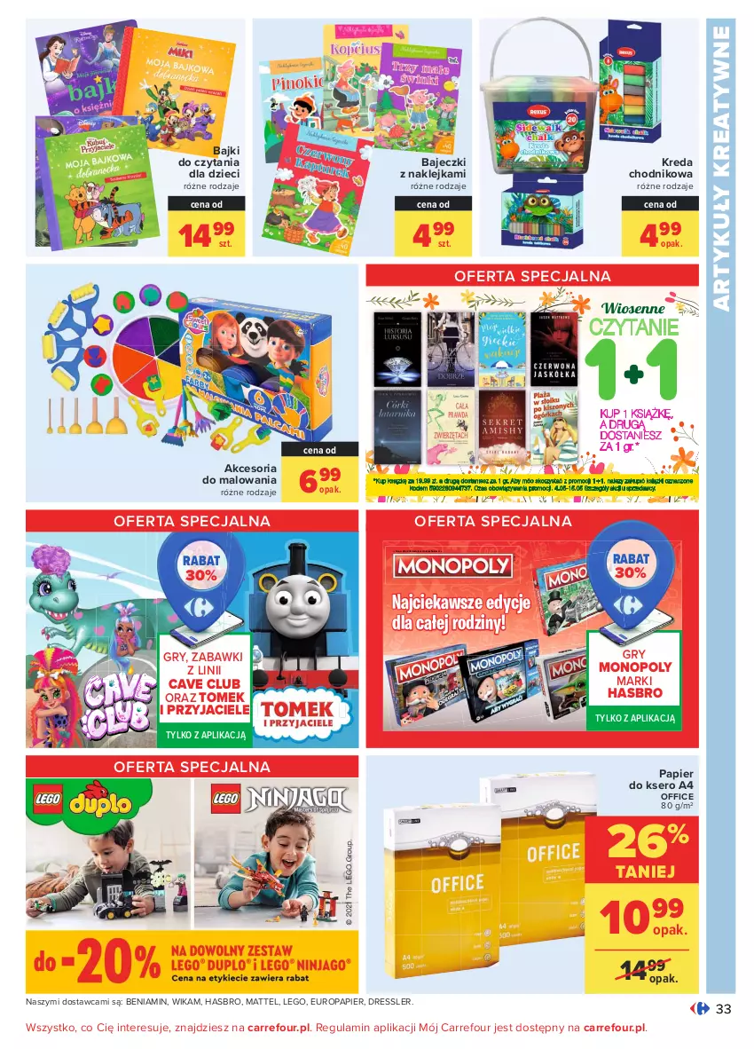 Gazetka promocyjna Carrefour - Gazetka Carrefour - ważna 03.05 do 15.05.2021 - strona 33 - produkty: Chodnik, Dres, Dzieci, Gra, Gry, Hasbro, HP, Klej, LEGO, Mattel, Monopoly, Papier, Papier do ksero, Ser