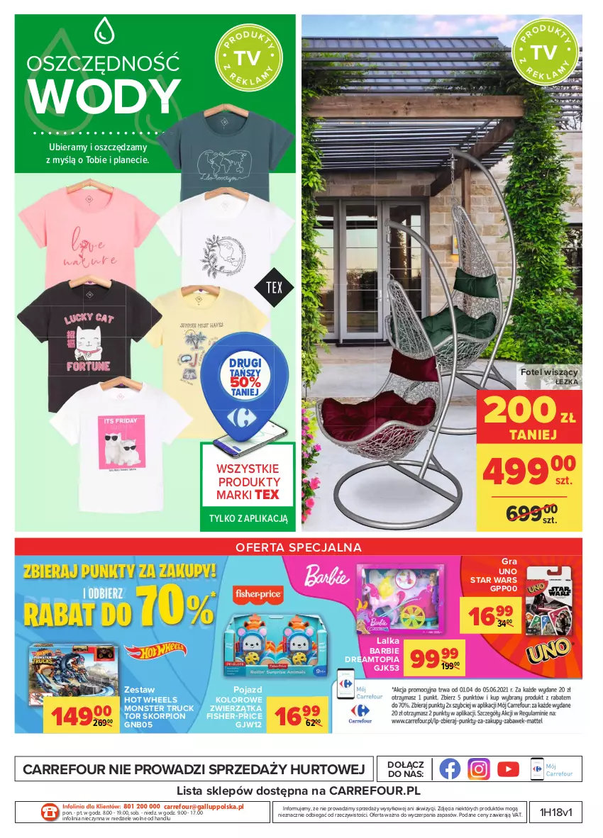 Gazetka promocyjna Carrefour - Gazetka Carrefour - ważna 03.05 do 15.05.2021 - strona 42 - produkty: Barbie, Fisher-Price, Fotel, Gra, Hot Wheels, Lalka, Monster truck, O nas, Pojazd, Star Wars, Top