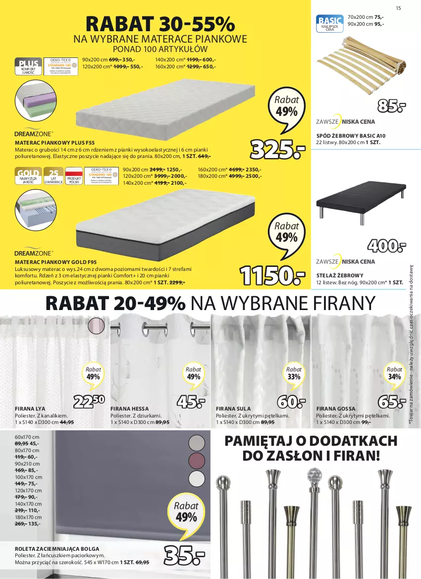 Gazetka promocyjna Jysk - Oferta tygodnia - ważna 04.05 do 17.05.2022 - strona 16 - produkty: Fa, Firana, LG, Materac, Materac piankowy, Mięta, Roleta, Sok, Spód żebrowy, Tera