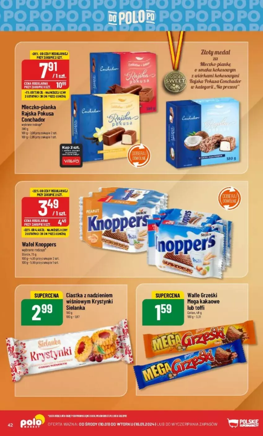 Gazetka promocyjna PoloMarket - ważna 10.01 do 16.01.2024 - strona 37 - produkty: Ciastka, Grześki, Kakao, Knoppers, Kokos, LEGO, Miecz, Noż, Wafle