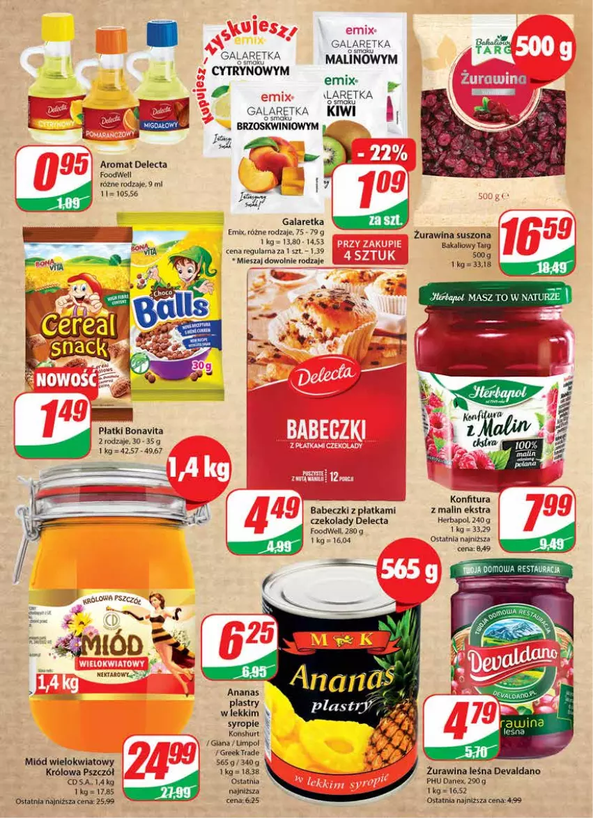 Gazetka promocyjna Dino - Gazetka - ważna 25.01 do 31.01.2023 - strona 6 - produkty: Babeczki, Delecta, Gala, Galaretka, Gin, Herbapol, Konfitura, Miód, Nektar, Syrop