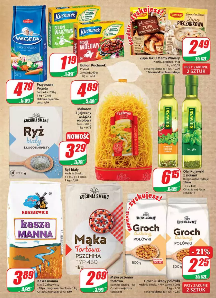 Gazetka promocyjna Dino - Gazetka - ważna 25.01 do 31.01.2023 - strona 7 - produkty: Bulion, Groch, Kasza, Kucharek, Kuchnia, Kujawski, Lion, Mąka, Mąka pszenna, Makaron, Olej, Podravka, Ryż, Ryż biały, Vegeta, Winiary, Wstążka, Zupa