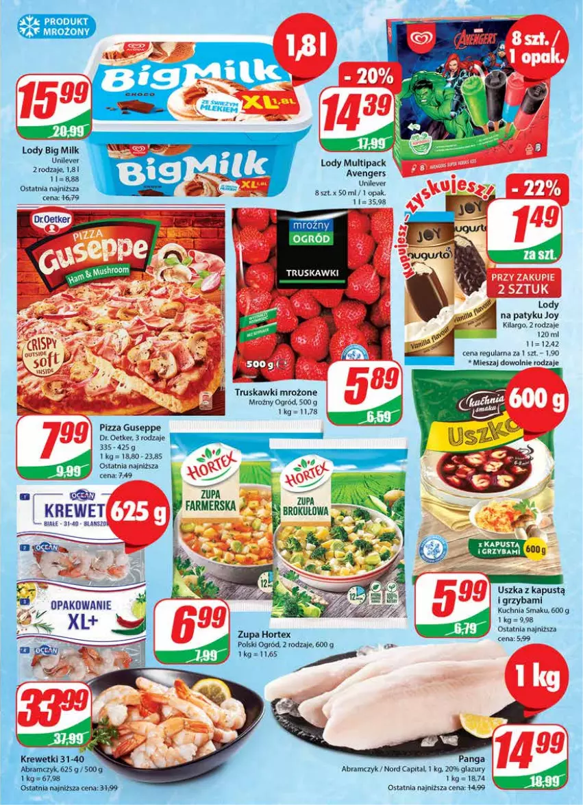 Gazetka promocyjna Dino - Gazetka - ważna 25.01 do 31.01.2023 - strona 9 - produkty: Avengers, Big Milk, Dr. Oetker, Fa, Hortex, Kapustą, Kuchnia, Lazur, Lody, Ogród, Panga, Pizza, Truskawki, Zupa