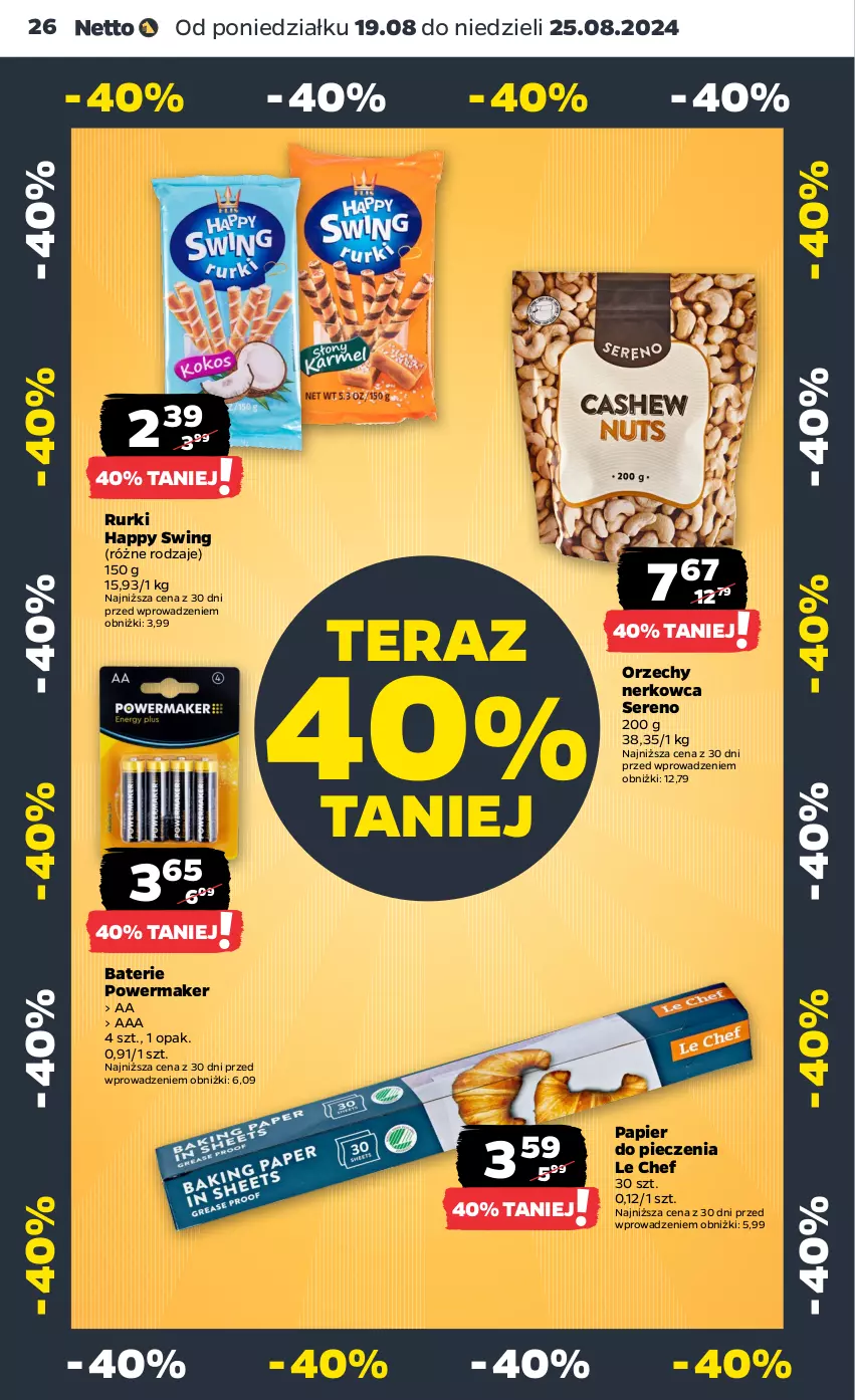 Gazetka promocyjna Netto - Artykuły spożywcze - ważna 19.08 do 25.08.2024 - strona 26 - produkty: Papier, Papier do pieczenia, Piec, Rurki, Ser, Tera