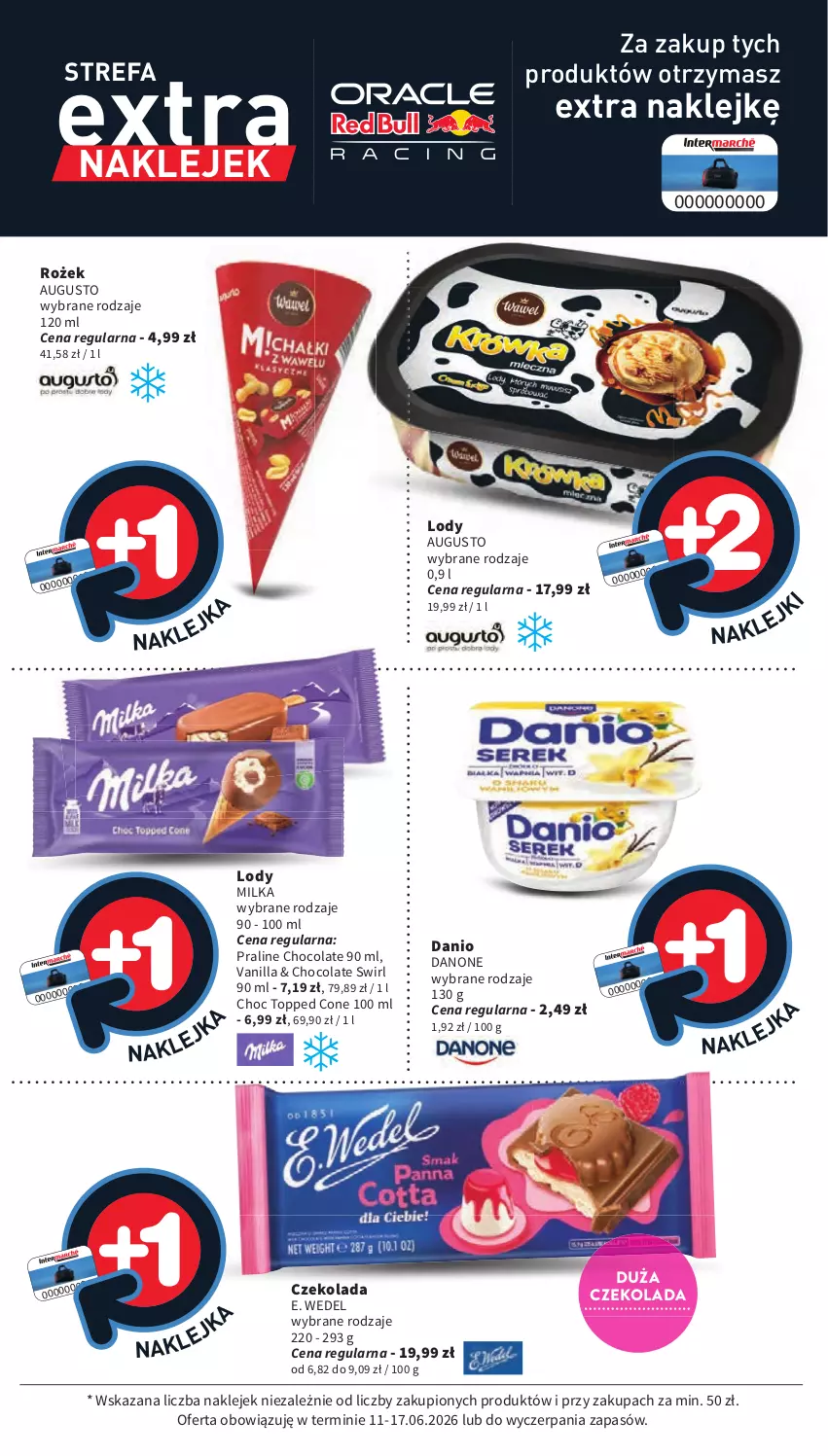Gazetka promocyjna Intermarche - Gazetka Intermarche - ważna 11.06 do 17.06.2026 - strona 21 - produkty: Czekolada, Danio, Danone, E. Wedel, Fa, Klej, Lody, Milka, Top