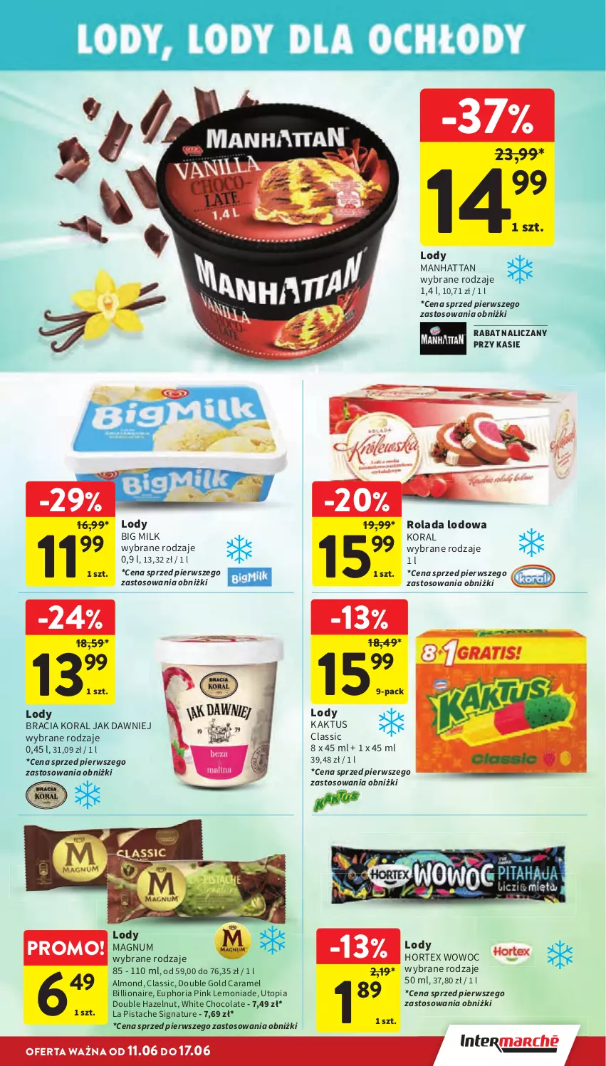 Gazetka promocyjna Intermarche - Gazetka Intermarche - ważna 11.06 do 17.06.2026 - strona 29 - produkty: Big Milk, Hortex, Kaktus, Lion, Lody, Rolada, Top