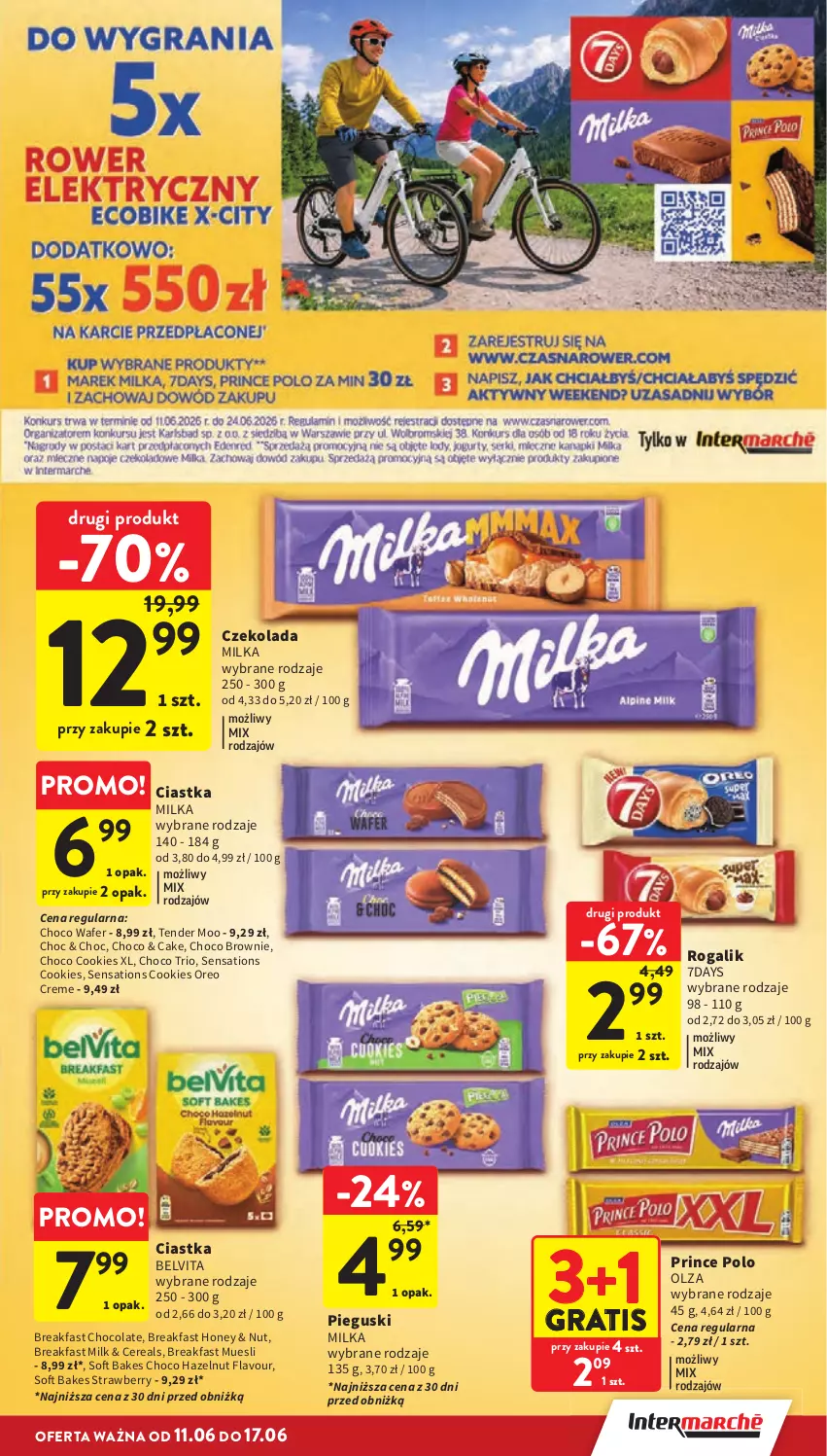 Gazetka promocyjna Intermarche - Gazetka Intermarche - ważna 11.06 do 17.06.2026 - strona 35 - produkty: BelVita, Brownie, Ciastka, Czekolada, Fa, Gra, Milka, Oreo, Prince Polo, Rogal, Sati