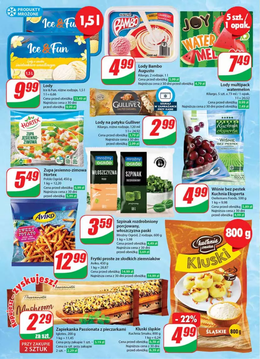 Gazetka promocyjna Dino - Gazetka 1 - ważna 03.01 do 09.01.2024 - strona 10 - produkty: Frytki, Hortex, Kuchnia, Lody, Melon, Ogród, Piec, Pieczarka, Por, Produkty mrożone, Stek, Szpinak, Zapiekanka, Zupa