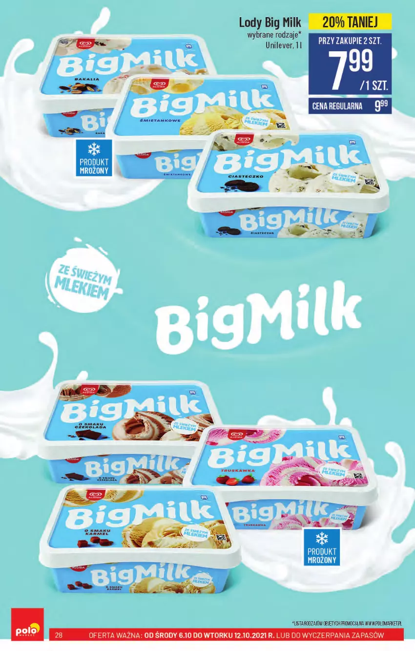 Gazetka promocyjna PoloMarket - Gazetka pomocyjna - ważna 06.10 do 12.10.2021 - strona 28 - produkty: Big Milk, Fa, Lody