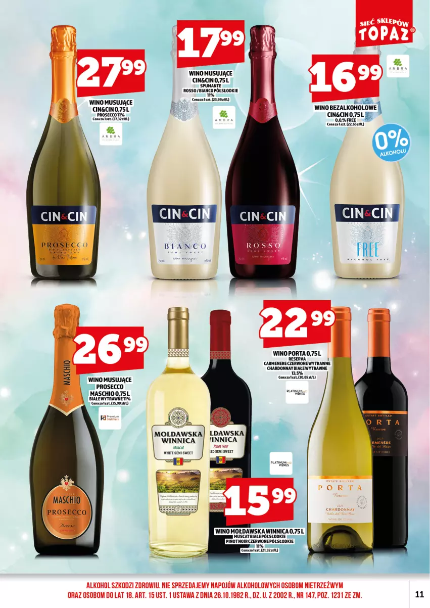 Gazetka promocyjna Topaz - Gazetka - ważna 01.08 do 16.08.2026 - strona 13 - produkty: Chardonnay, Mus, Por, Prosecco, Puma, Wino, Wino bezalkoholowe, Wino musujące