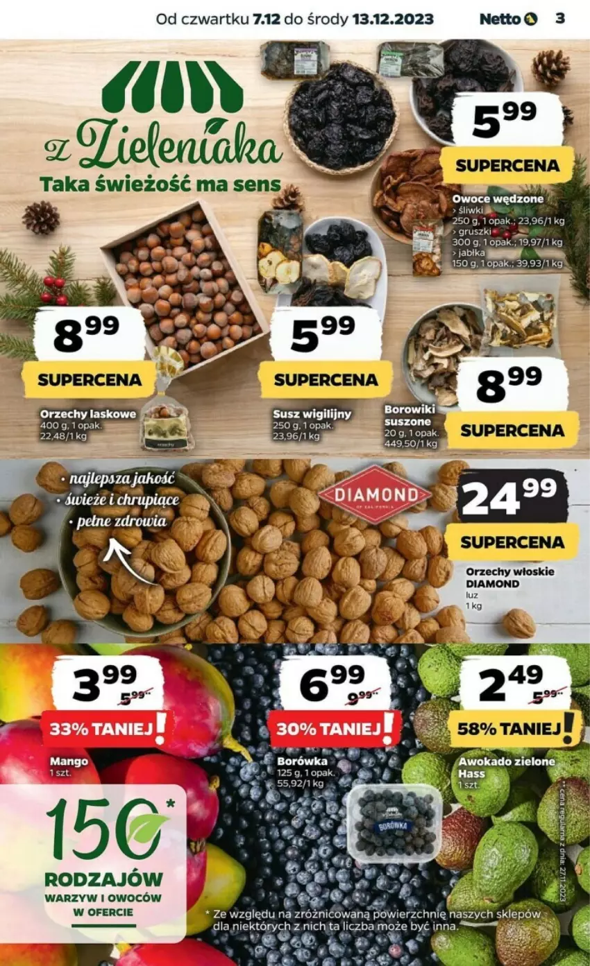 Gazetka promocyjna Netto - ważna 07.12 do 13.12.2023 - strona 17 - produkty: Borówka, Fa, Mango, Orzechy włoskie, Owoce, Top