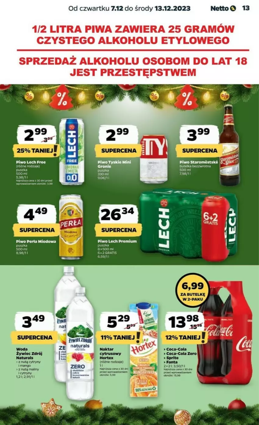 Gazetka promocyjna Netto - ważna 07.12 do 13.12.2023 - strona 5 - produkty: Coca-Cola, Cytryny, Fa, Fanta, Gra, Hortex, Lech Premium, LG, Piwo, Sprite, Woda