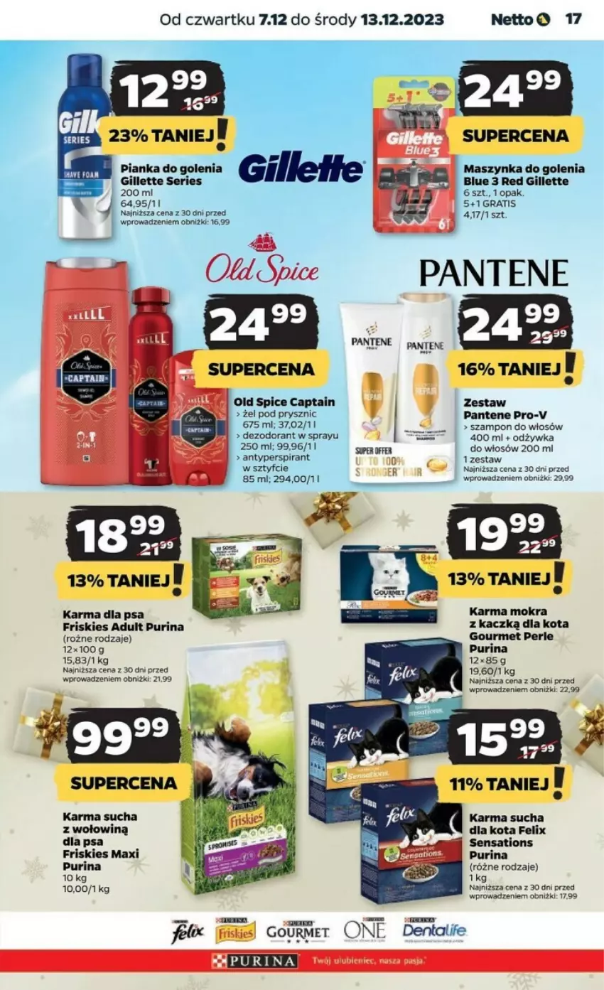 Gazetka promocyjna Netto - ważna 07.12 do 13.12.2023 - strona 9 - produkty: Dezodorant, Felix, Friskies, Gillette, Gra, Maszynka, Maszynka do golenia, Odżywka, Old Spice, Pantene, Pianka do golenia, Pur, Purina, Sati, Ser, Szampon, Szynka