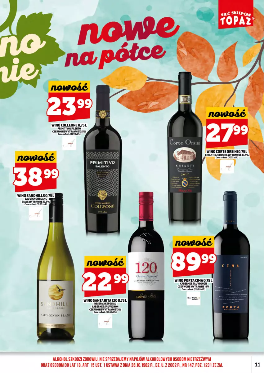 Gazetka promocyjna Topaz - Gazetka - ważna 17.10 do 31.10.2025 - strona 13 - produkty: Cabernet Sauvignon, Chia, Chianti, Leon, Por, Ser, Wino